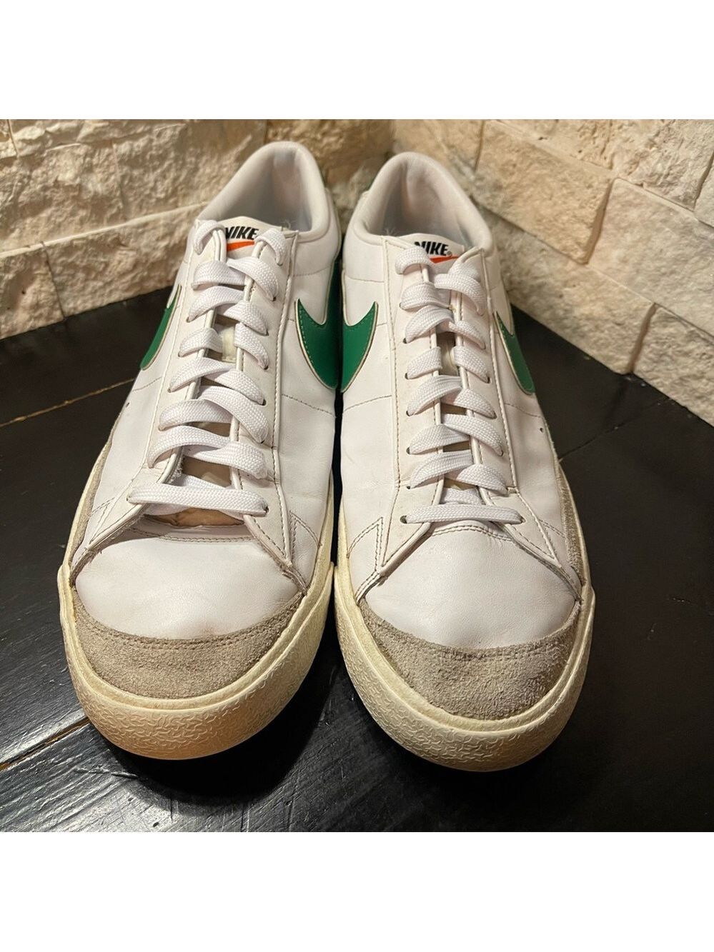 Nike Blazer '77 Vintage Low Pine Green Men's Size 14 White Leather Sneaker - Picture 3 of 5